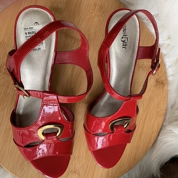 East 5th | Red Mariah Patent Leather Strappy Open Toe Heels NWT 9M - Picture 9 of 17